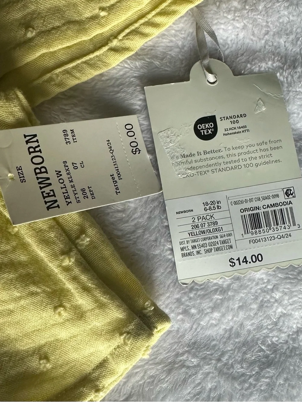 cloud island Yellow Two-Piece Baby Girls Top and Shorts Set